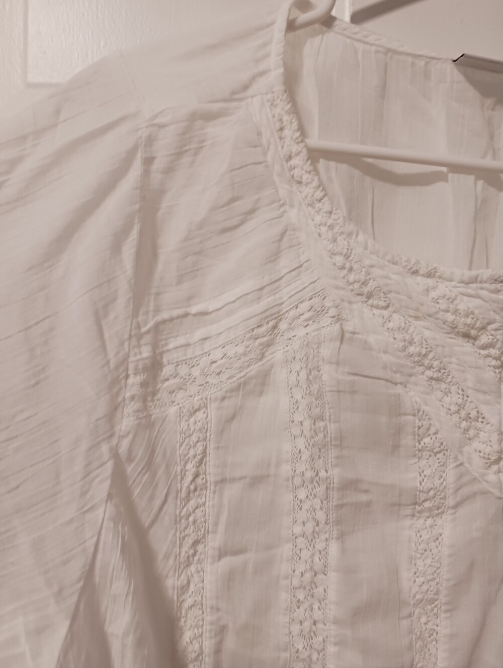 Victorian Eyelet Lace Bell Sleeve Top Cottage Core Boho Coastal Hippie Sz 2X - Picture 4 of 9